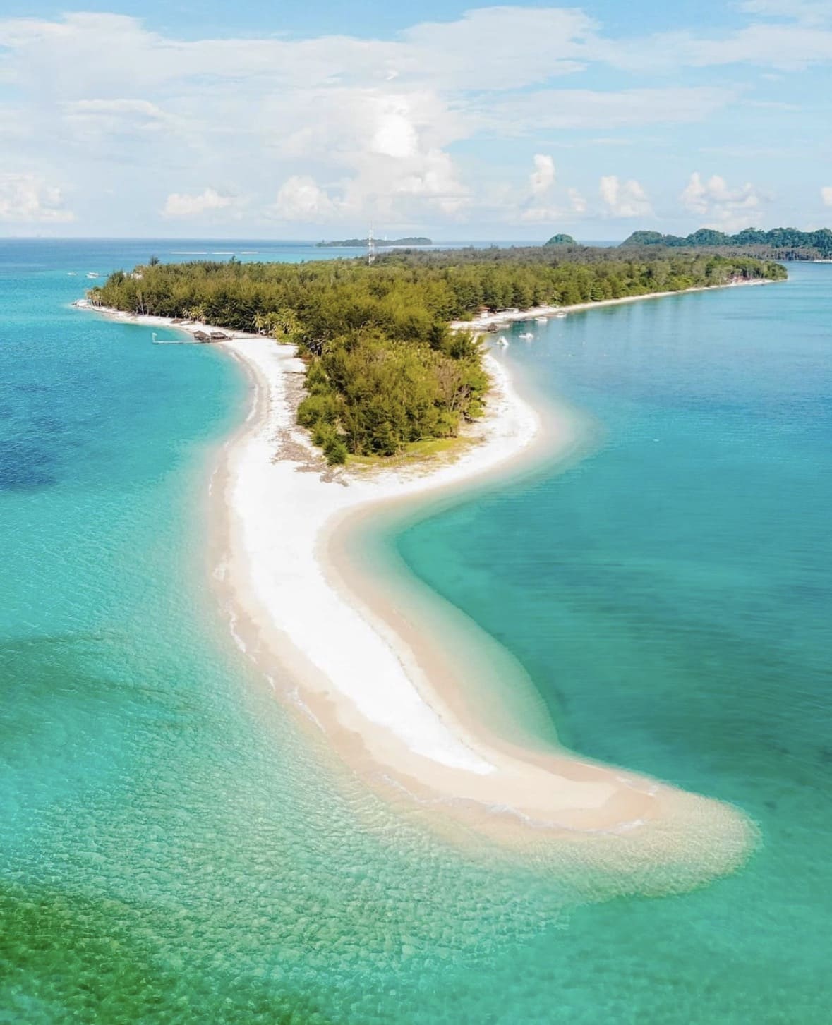 White sand beach palm trees turquoise water Mantanani Island Sabah Borneo
