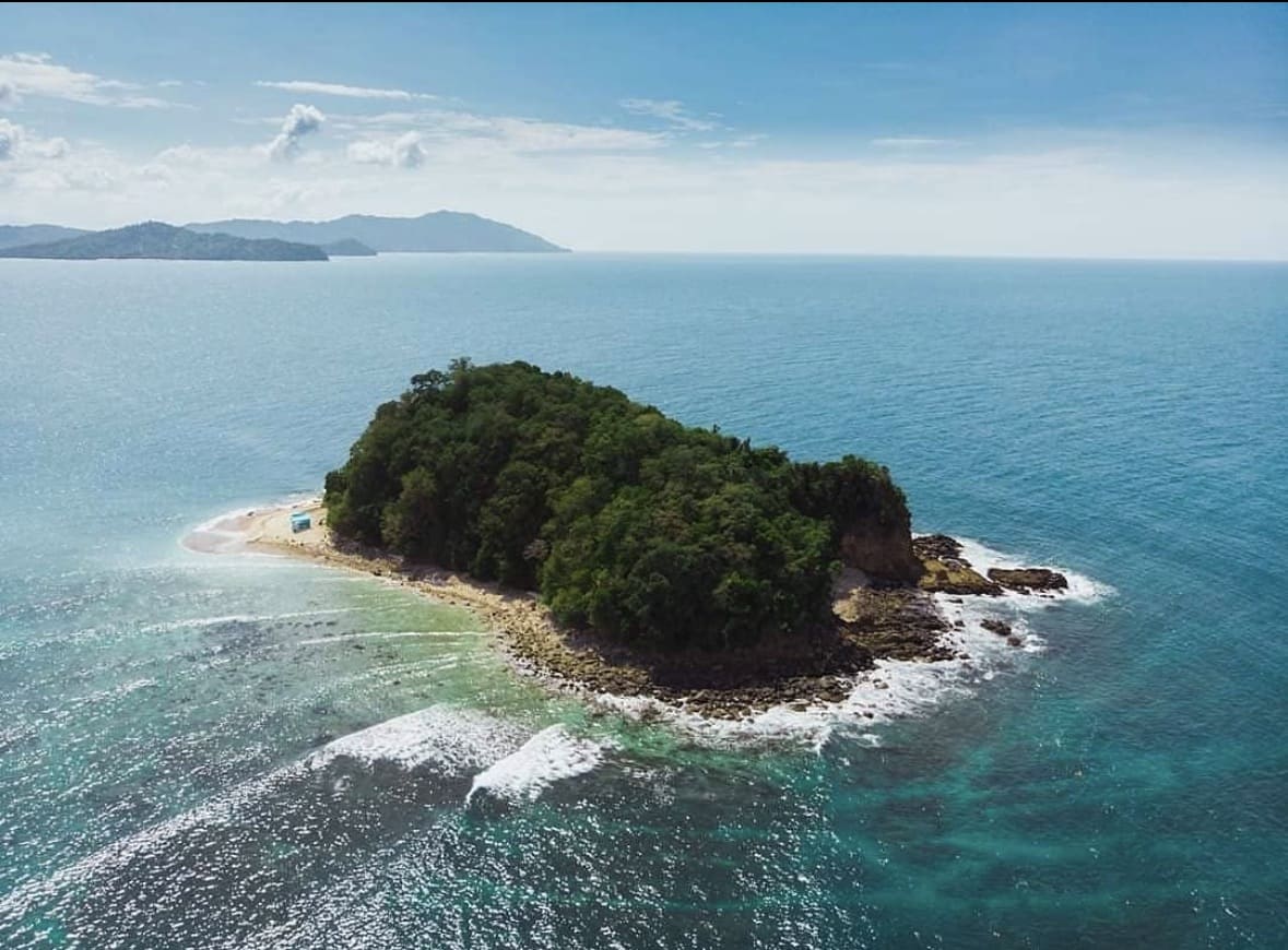 Usukan Cove small island aerial view near Kota Belud Sabah